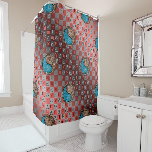 Scorpio & Earth Rabbit Shower Curtain (In Situ)