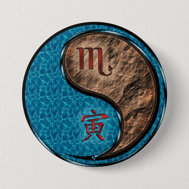 Scorpio & Earth Tiger 7.5 Cm Round Badge (Front)
