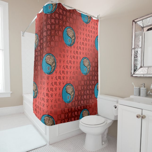 Scorpio & Earth Tiger Shower Curtain (In Situ)
