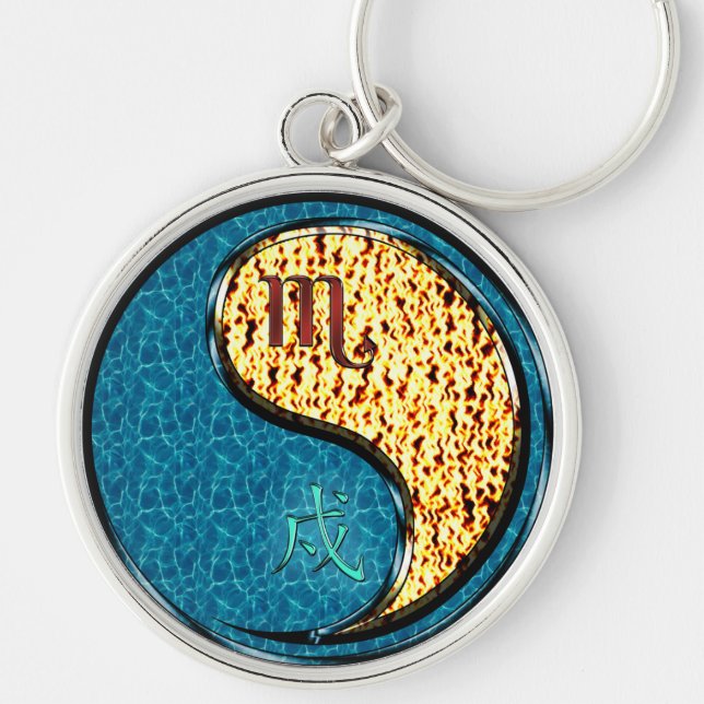 Scorpio & Fire Dog Key Ring (Front)