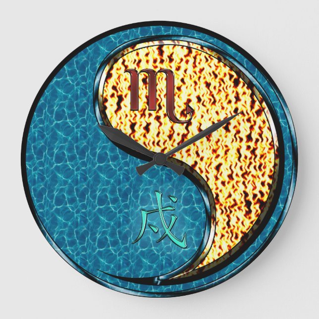 Scorpio & Fire Dog Large Clock (Front)