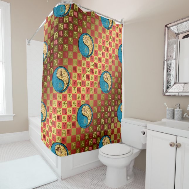 Scorpio & Fire Dragon Shower Curtain (In Situ)