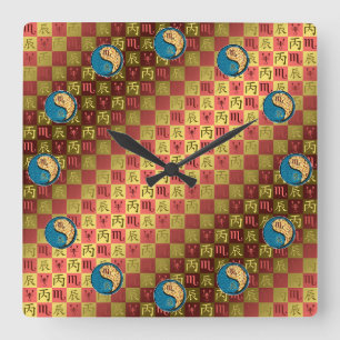 Scorpio & Fire Dragon Square Wall Clock