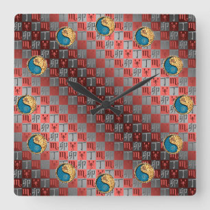 Scorpio & Fire Rabbit Square Wall Clock
