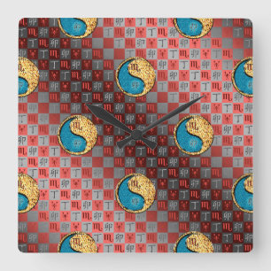 Scorpio & Fire Rabbit Square Wall Clock