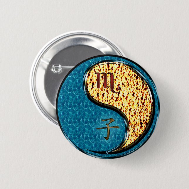 Scorpio & Fire Rat 6 Cm Round Badge (Front & Back)