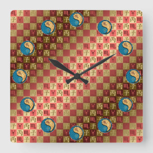 Scorpio & Fire Rat Square Wall Clock