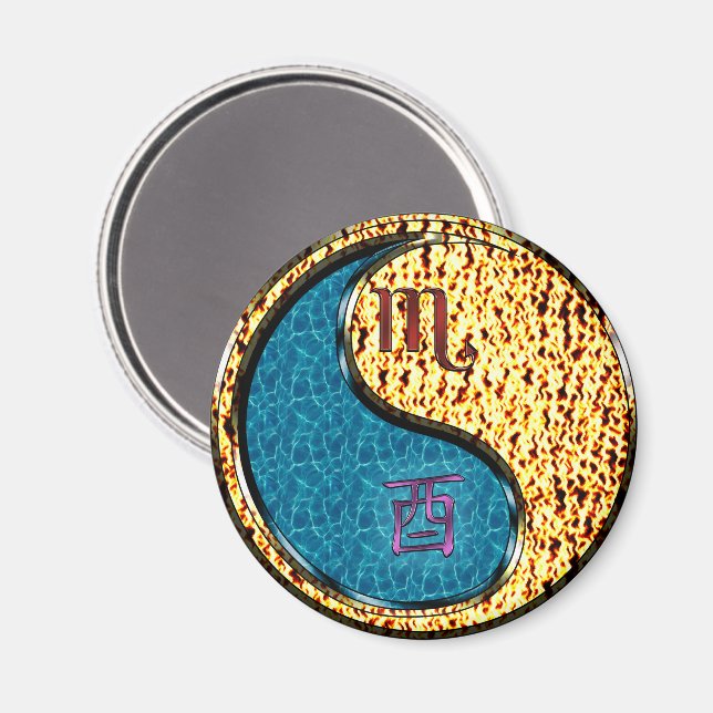 Scorpio & Fire Rooster Magnet (Front/Back)