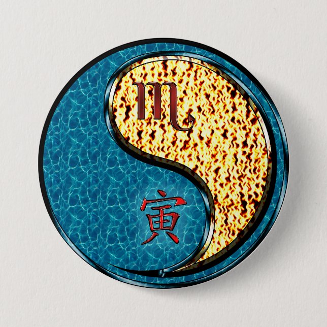 Scorpio & Fire Tiger 7.5 Cm Round Badge (Front)
