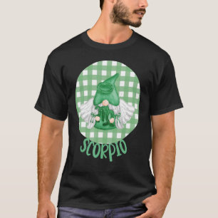 Scorpio Garden Gnome Zodiac Birthday Gingham Cute T-Shirt