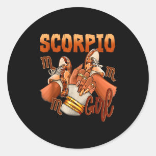 Scorpio Girl Birthday Melanin Black Woman Scute Ss Classic Round Sticker