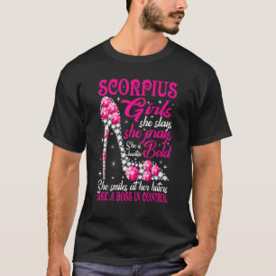 Scorpio Girl Like A Boss In Control Diamond Shoes T-Shirt