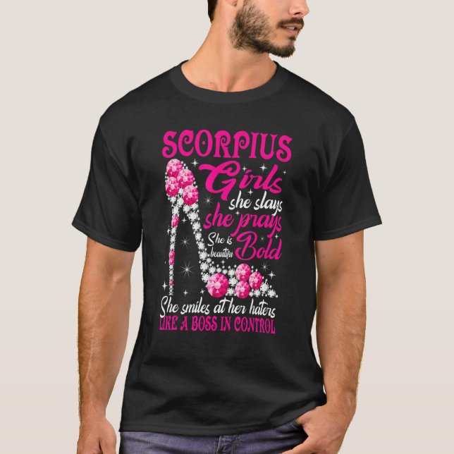 Scorpio Girl Like A Boss In Control Diamond Shoes T-Shirt (Front)