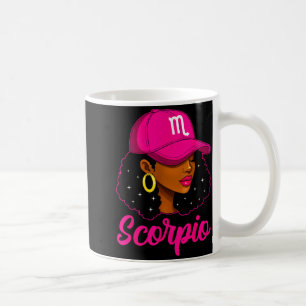 Scorpio Girl Pink Cap Zodiac Birthday Afro Women G Coffee Mug