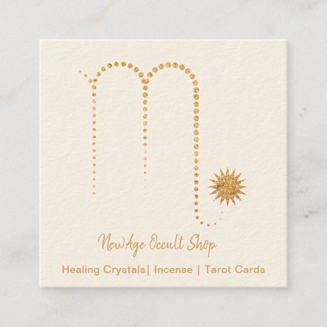 Scorpio Gold Sparkle Square Business Card (Front)