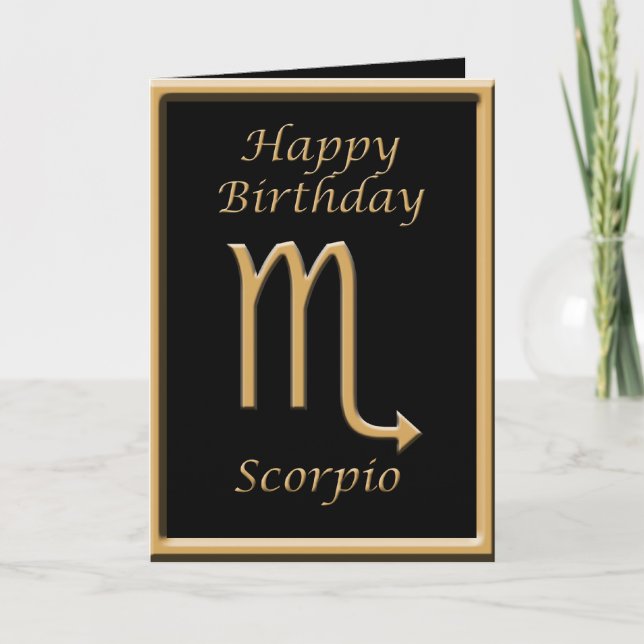 Scorpio Gold Symbol Black Birthday Greeting Card (Front)
