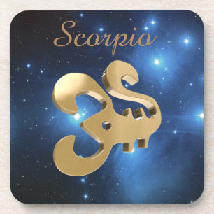 Scorpio golden sign coaster