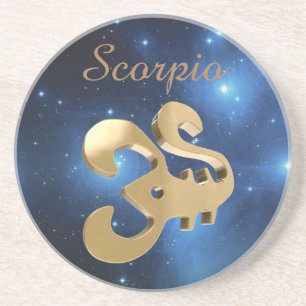Scorpio golden sign coaster