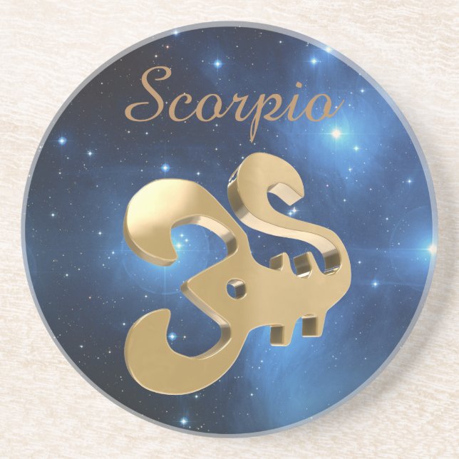 Scorpio golden sign coaster (Front)