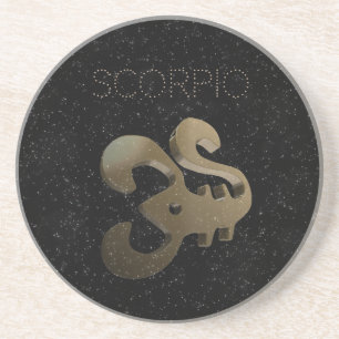 Scorpio golden sign coaster