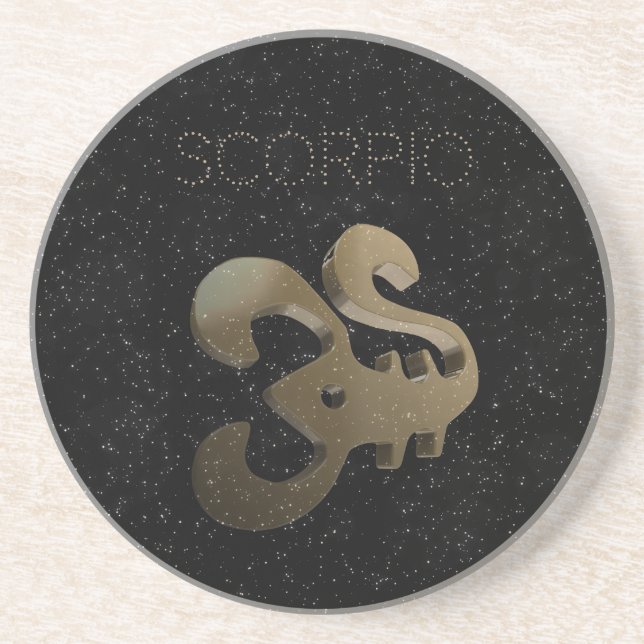 Scorpio golden sign coaster (Front)