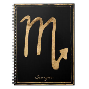 Scorpio hammered gold stylised astrology symbol notebook