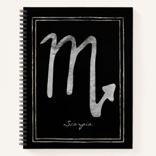Scorpio hammered silver stylised astrology symbol notebook
