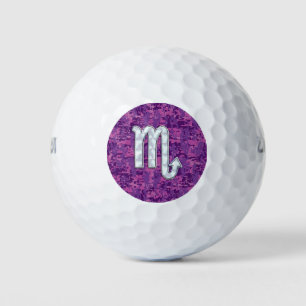 Scorpio Horoscope Sign on Pink Digital Camo Golf Balls