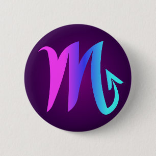 Scorpio Horoscope Sign Pink Blue Aqua Purple 6 Cm Round Badge