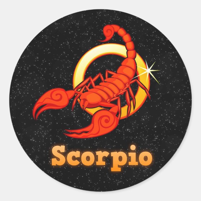 Scorpio illustration classic round sticker (Front)