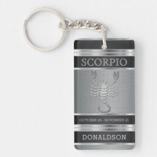 Scorpio ♏ in Black and Silver Mesh Key Ring