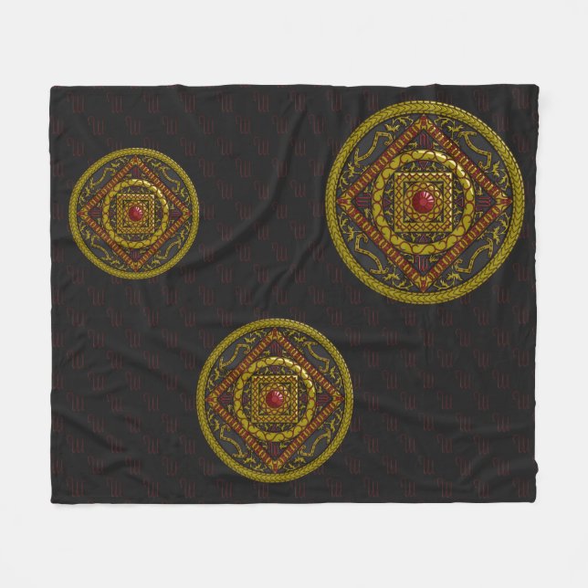 Scorpio Mandala Fleece Blanket (Front (Horizontal))