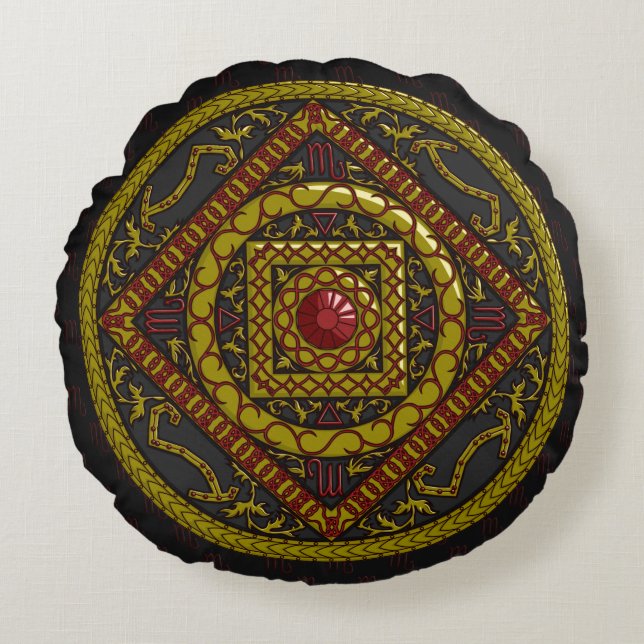 Scorpio Mandala Round Pillow (Front)