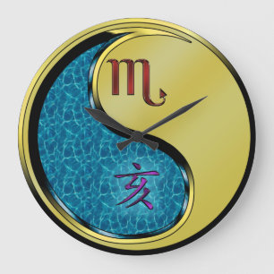 Scorpio & Metal Boar Large Clock
