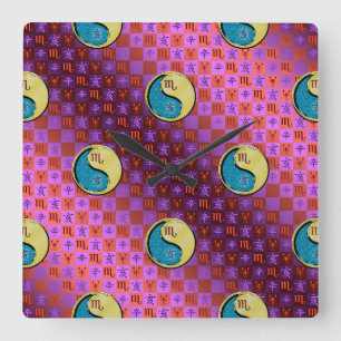 Scorpio & Metal Boar Square Wall Clock