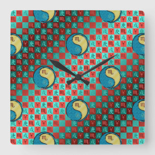 Scorpio & Metal Dog Square Wall Clock
