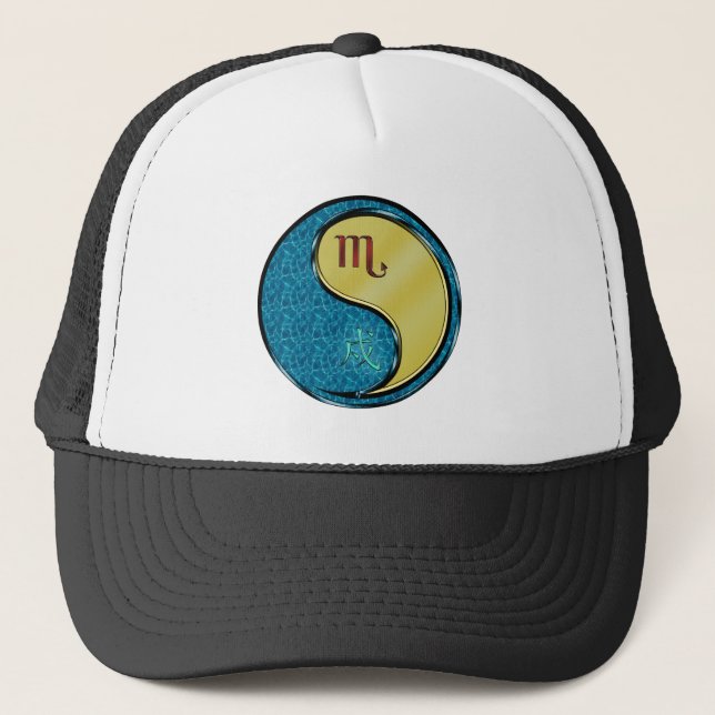 Scorpio & Metal Dog Trucker Hat (Front)