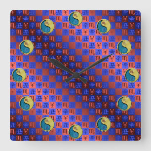 Scorpio & Metal Ox Square Wall Clock