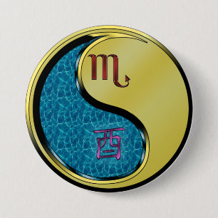 Scorpio & Metal Rooster 7.5 Cm Round Badge