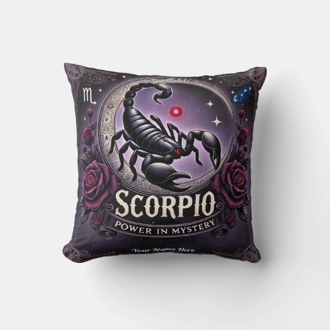 Scorpio “Power in Mystery” Throw Pillow (Front)