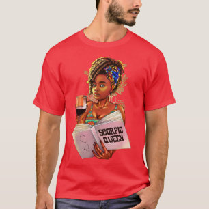 Scorpio Queen Afro Locs Girl Zodiac Signs Birthday T-Shirt
