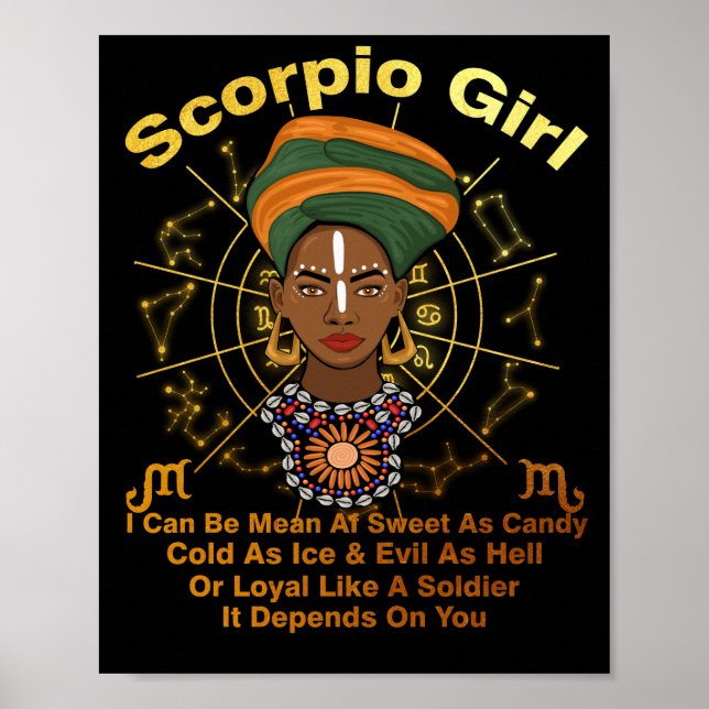 Scorpio Queen Sweet As Candy Birthday Black Women Poster (Front)
