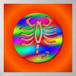Scorpio Rainbow Colour Zodiac Scorpion Poster