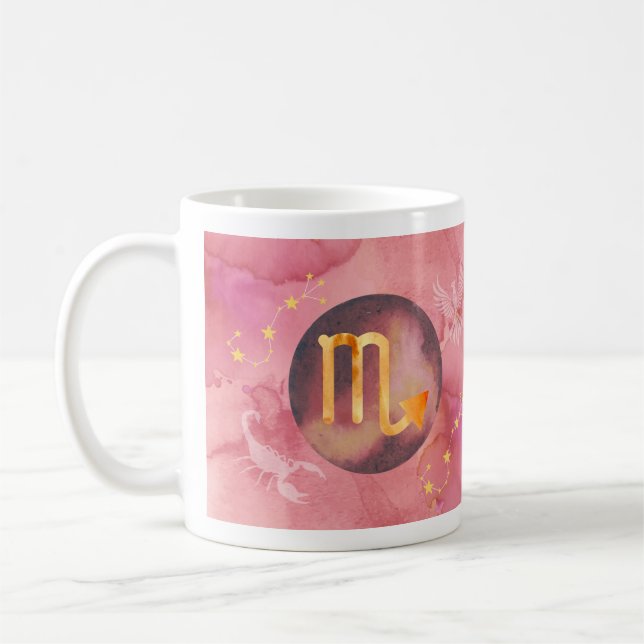 Scorpio Red Watercolour Astrology Zodiac Sign Mug (Left)