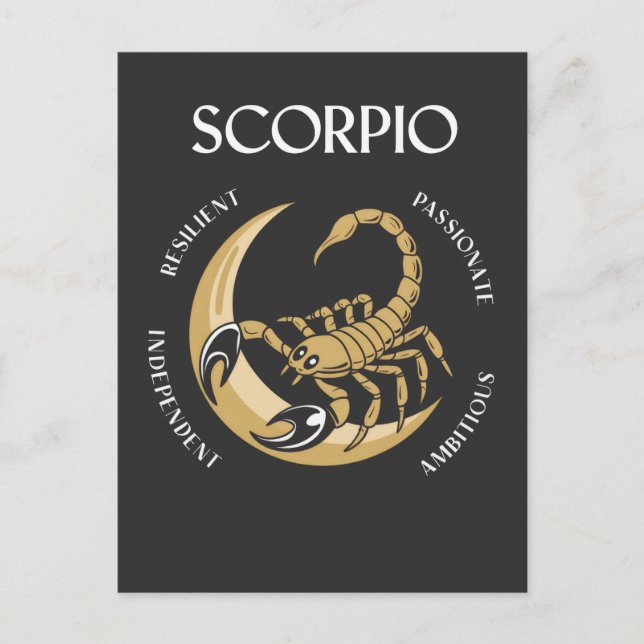 Scorpio Rising Ambitious Competitive Scorpio Trait Postcard (Front)