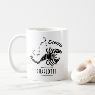 Scorpio Scorpion Constellation with Name Birthday Coffee Mug
