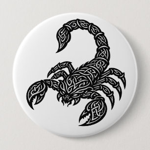 Scorpio Scorpion Sigil — Mythic Zodiac Inkwork 10 Cm Round Badge