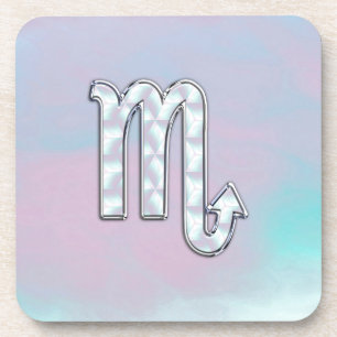Scorpio Sign in Mother of Pearl Style Coaster