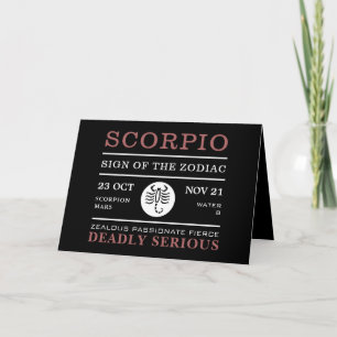 Scorpio Sign of the Zodiac, Astrological Card