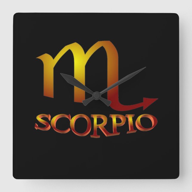 Scorpio Star Gold Square Wall Clock (Front)